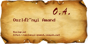 Oszlányi Amand névjegykártya